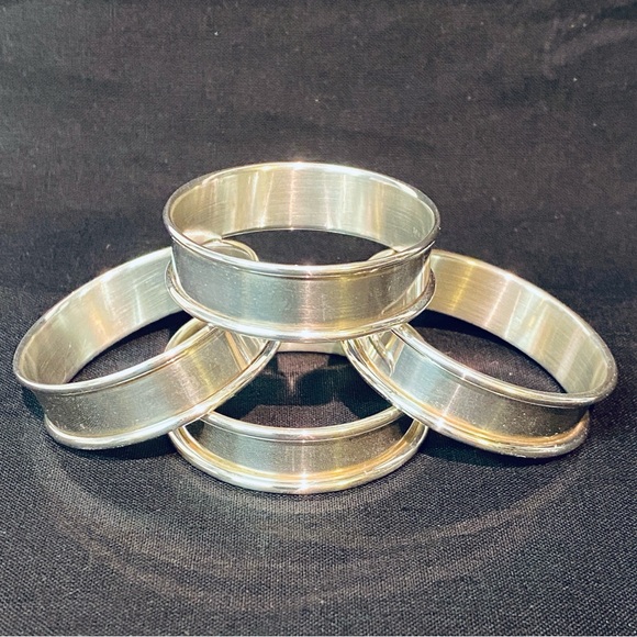 Lullaby Sterling Silver Napkin Rings Holder No Mono 1.75" Round Set of 8 N61 - Picture 2 of 6